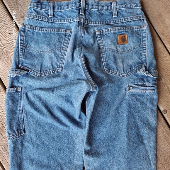 Carhartt Blue Denim Workwear Jeans With Utility Pockets Mens Relaxed Fit Size 36 - Picture 6 of 10